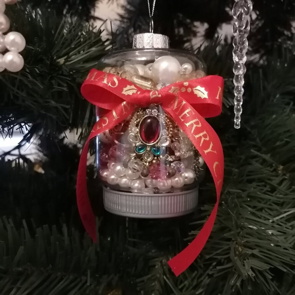 Holiday Sparkle Jewelry Jar Christmas Ornament